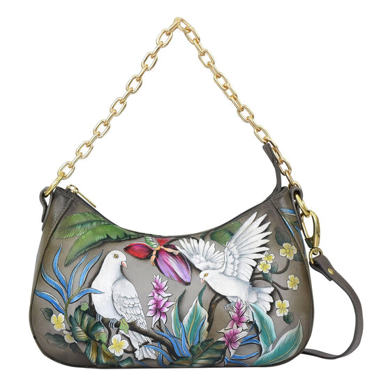 Anuschka Ruched East West Hobo With Chain - 722 dove design