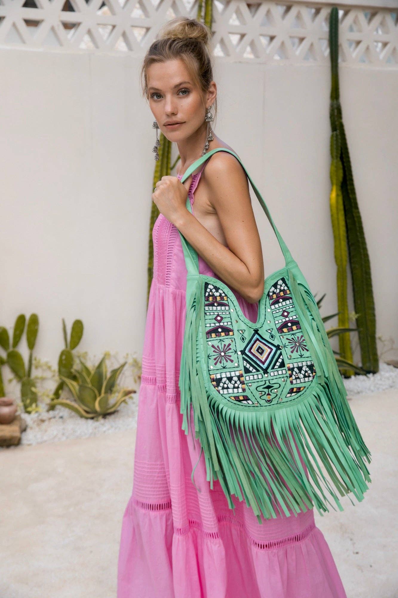 Zanzibar Embroidery Bag Aqua