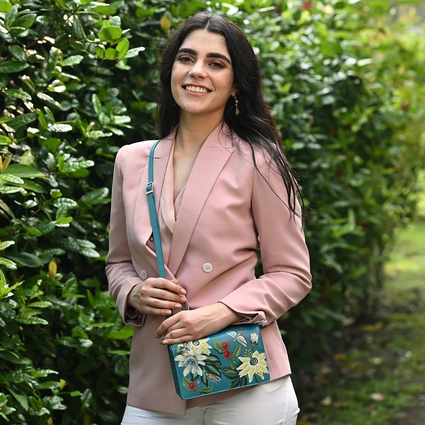 Anuschka Royal Garden Turquoise 4 in 1 Organizer Crossbody - 711