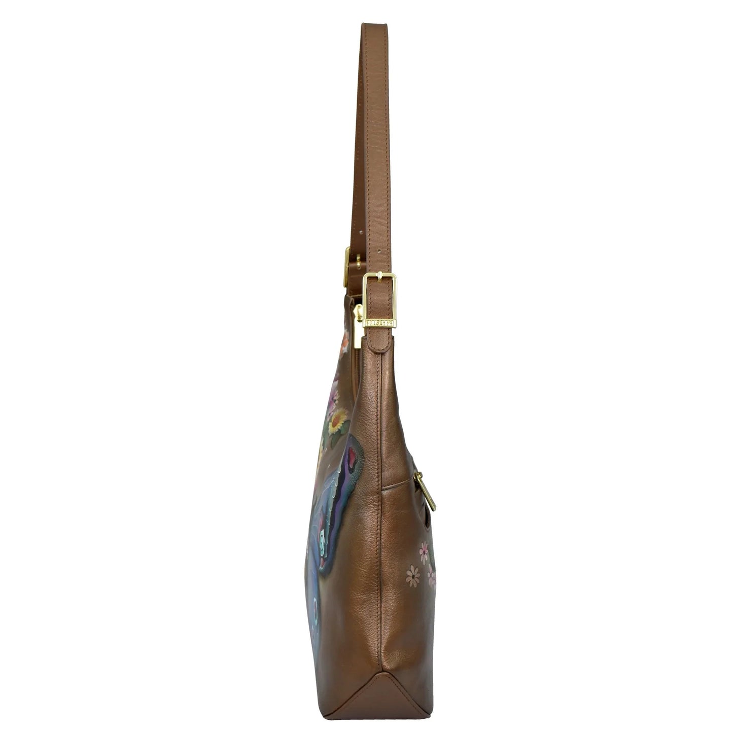 Anuschka  Butterfly Blooms Bronze Slim Shoulder Hobo - 714