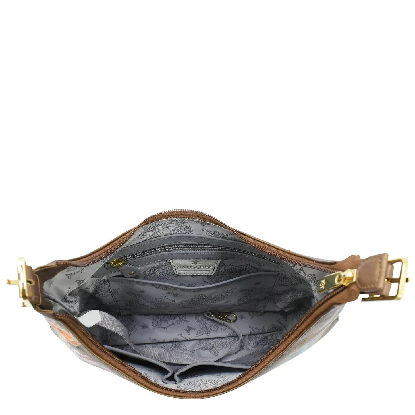 Anuschka  Butterfly Blooms Bronze Slim Shoulder Hobo - 714