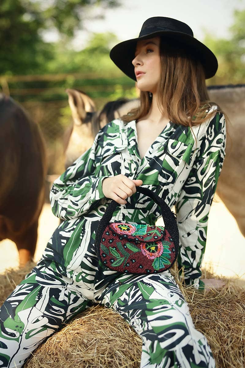 America & Beyond Twilight Vine Beaded Satchel