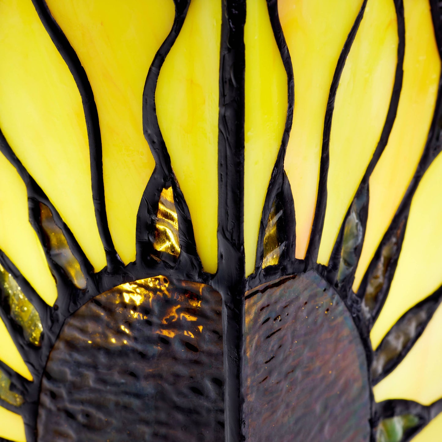 9.75"H Sunflower Rectangle Shade Hurricane stained glass  Accent Lamp