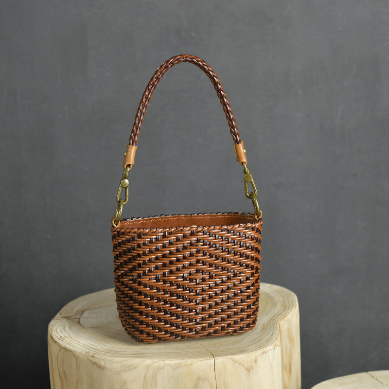 "The Element"  Retro Cowhide Weave Vintage Handbag