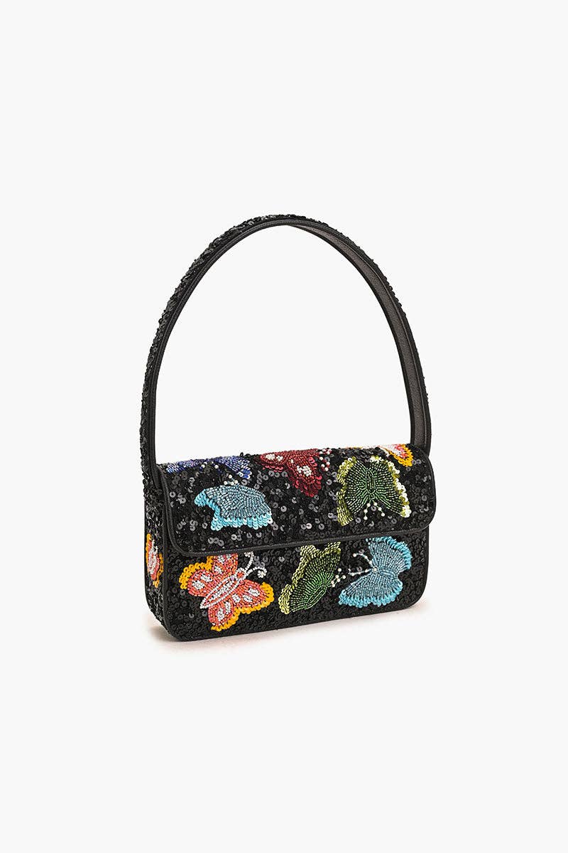 America & Beyond Charming Butterfly Beaded Shoulder Bag