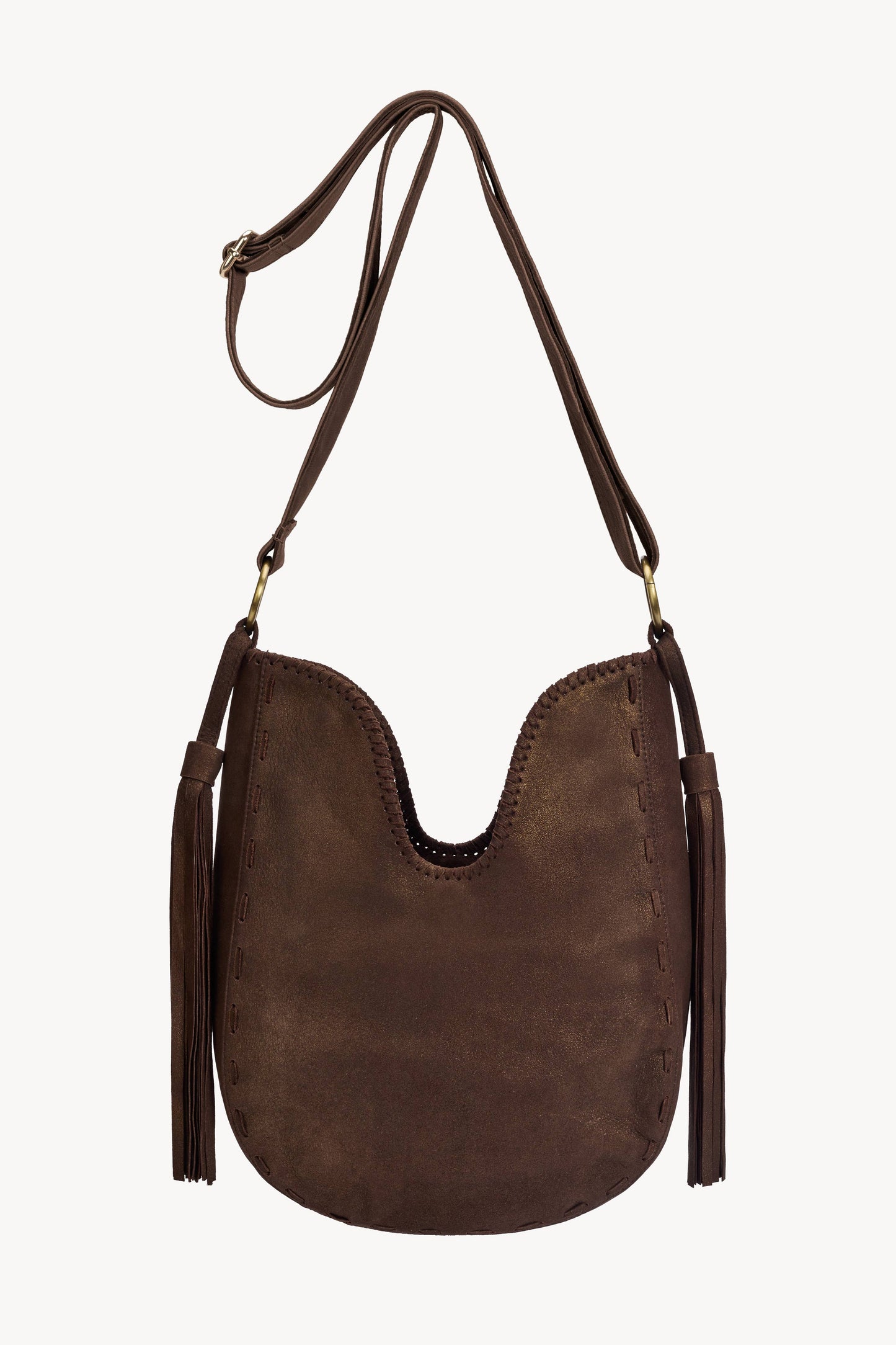 Owl Rose Embroidery Bag Metallic Brown