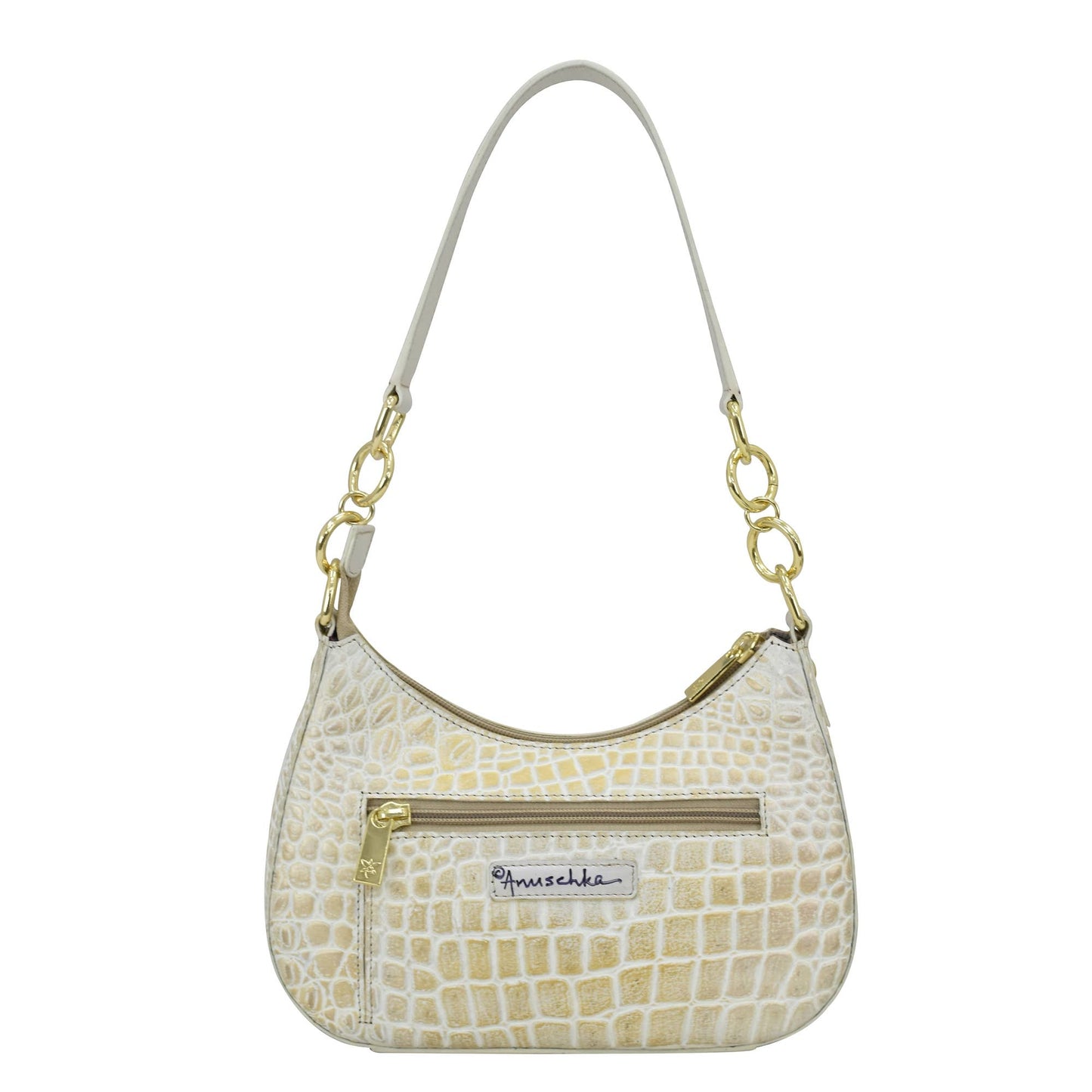 Anuschka Croc Embossed Leather Small Convertible Hobo - 701 pearl