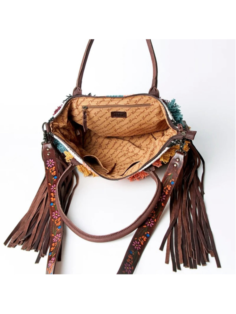 American Darling Dark Skys and Sunrise Boho Fringe Embroidered 4 in 1 Satchel