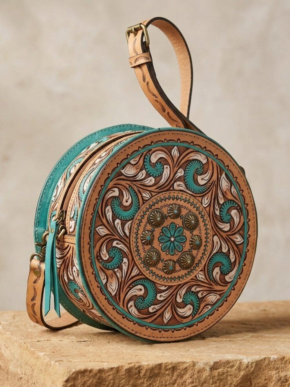 American Darling Turquoise Heritage Round Crossbody