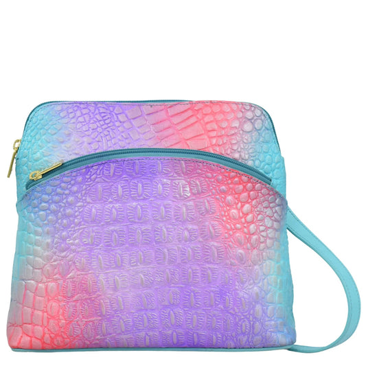 Anuschka Croc embossed Tye Dye Ombre Medium Crossbody - 7582