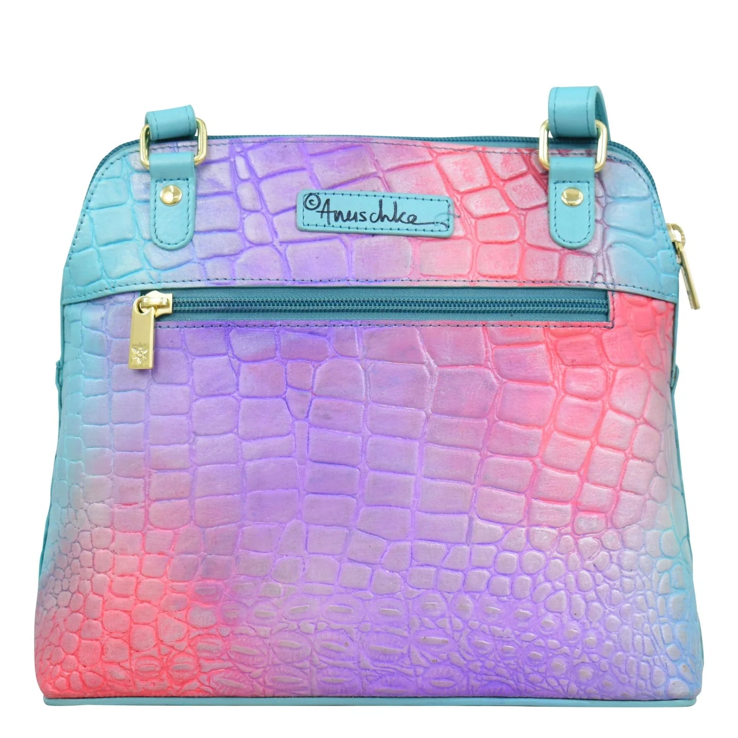 Anuschka Croc embossed Tye Dye Ombre Medium Crossbody - 7582