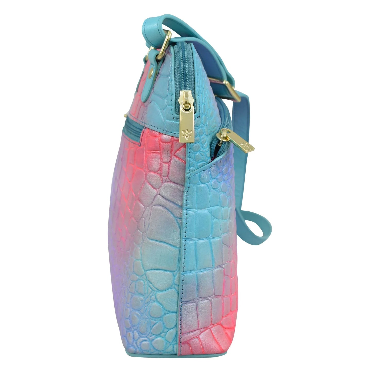 Anuschka Croc embossed Tye Dye Ombre Medium Crossbody - 7582