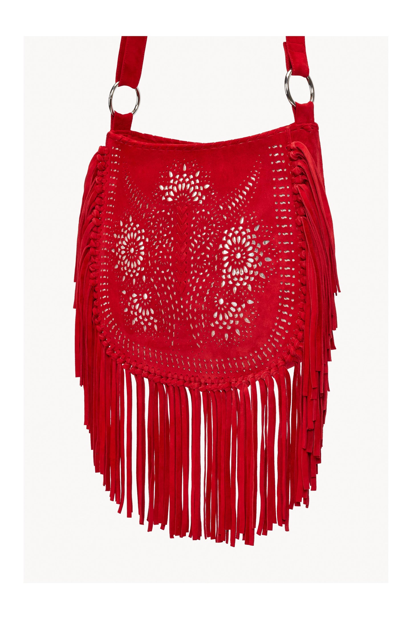 Navajo Sunflower Cut-Out Bag Ruby Red/Silver