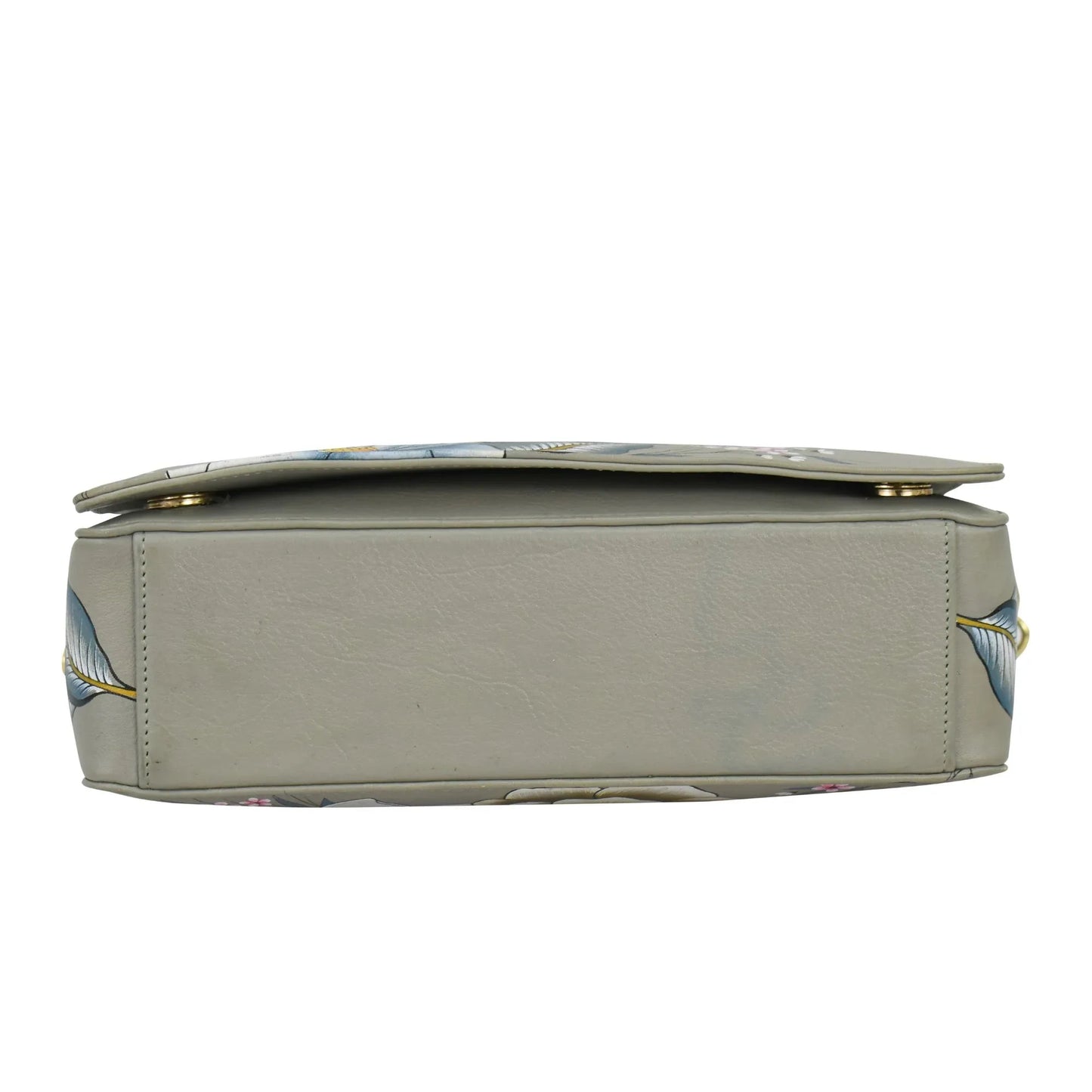 Anuschka Dancing Magnolia Taupe Flap Crossbody With Shoulder Strap - 7611