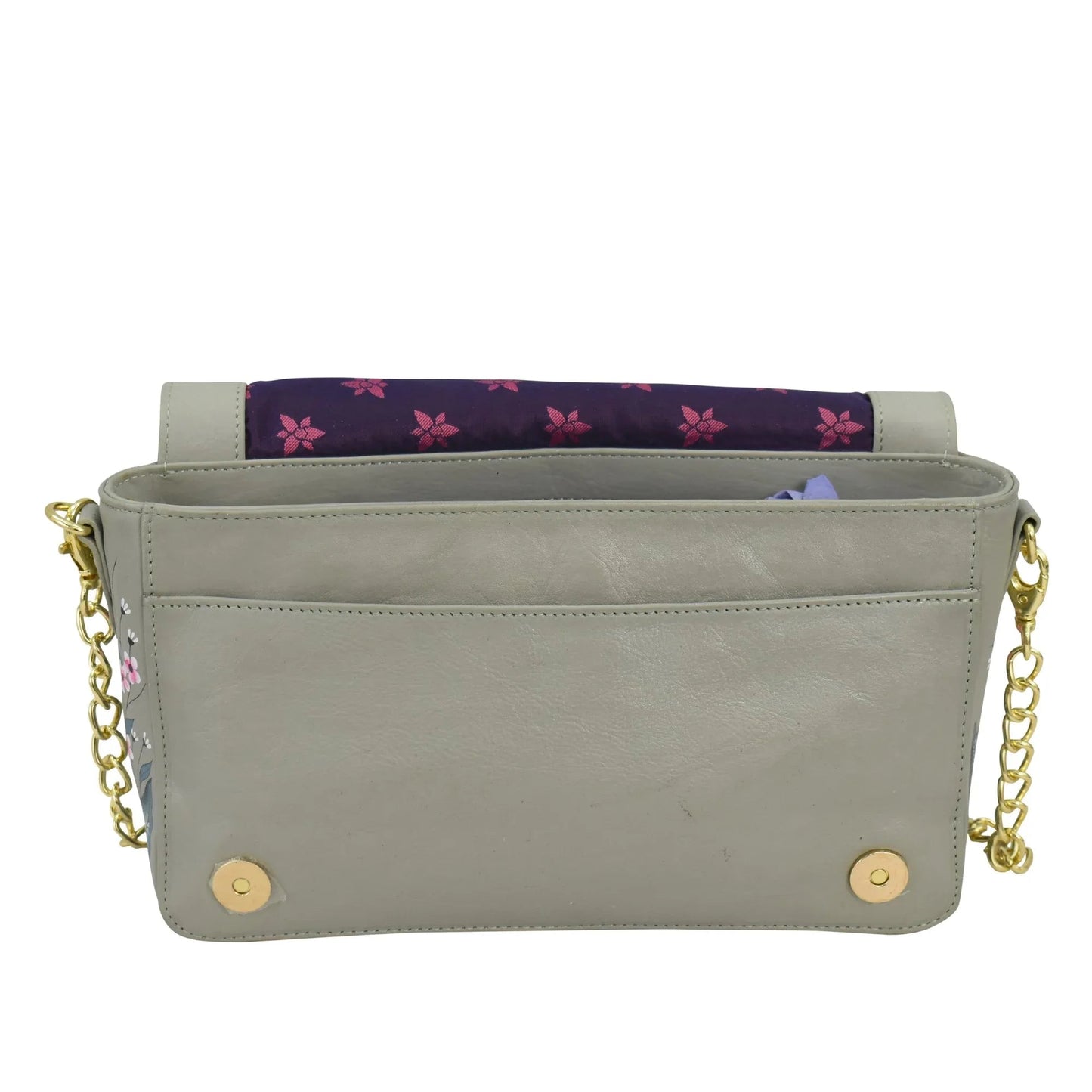 Anuschka Dancing Magnolia Taupe Flap Crossbody With Shoulder Strap - 7611