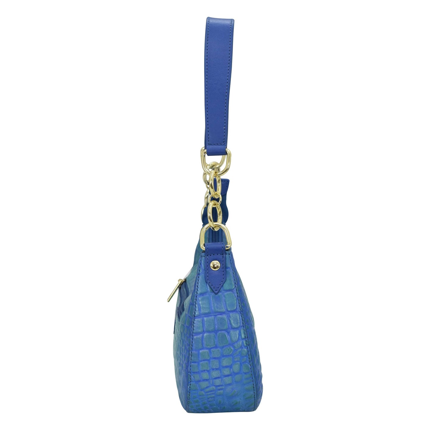 Anuschka Croc Embossed Leather Small Convertible Hobo - 701-teal