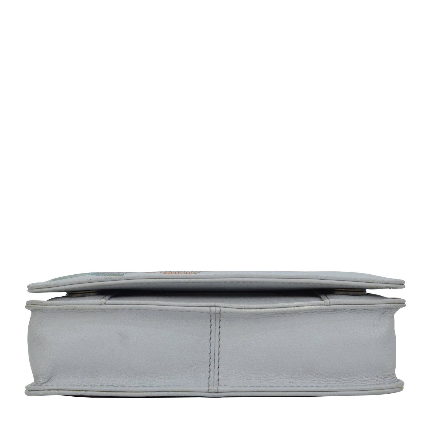 Anuschka Hand-Painted Leather Small Messenger - 669-gray floral