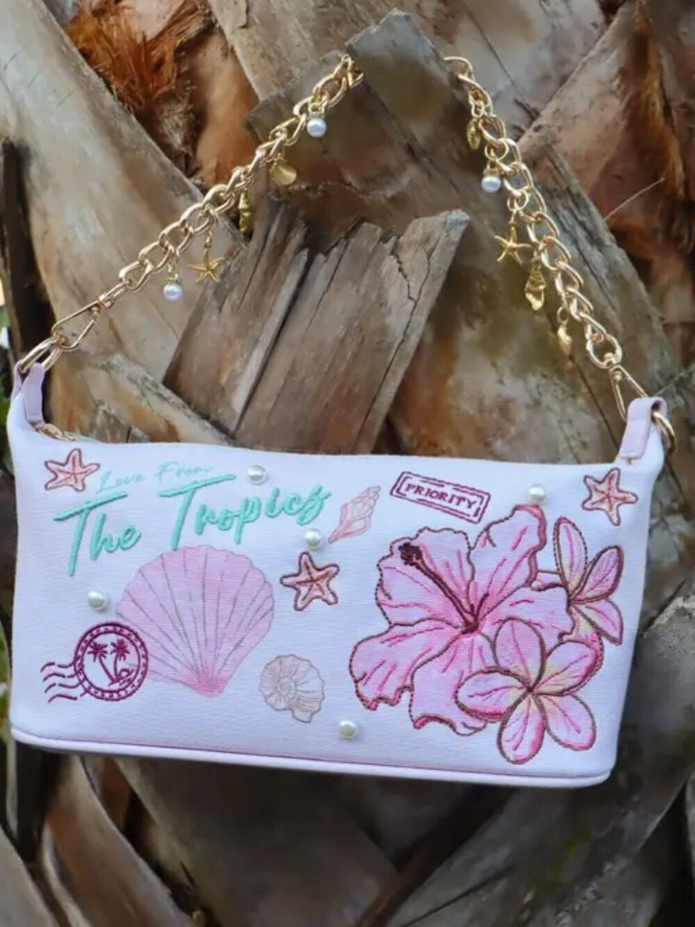 Tropical Charm Beaded Shoulder Bag