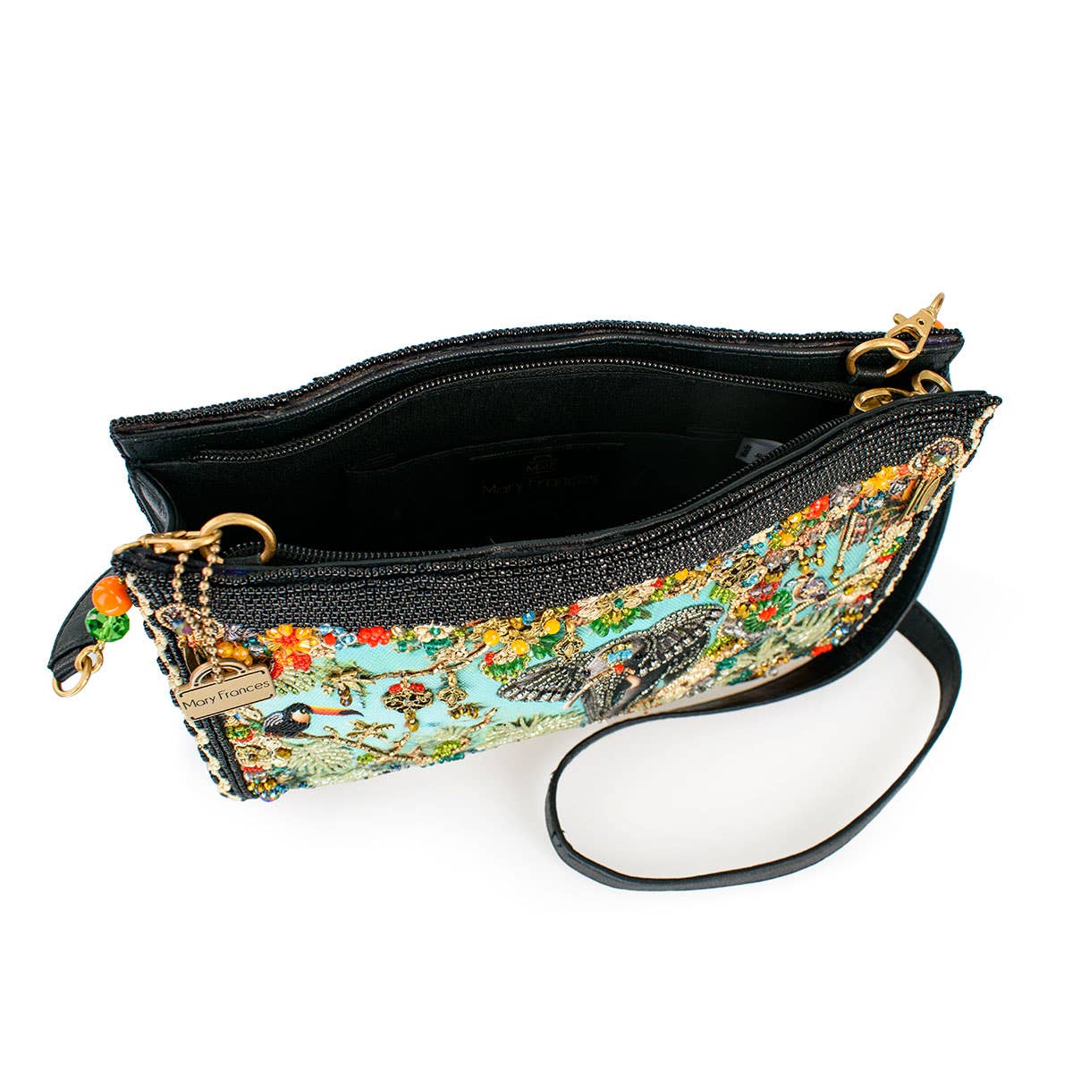 Wild Kingdom Elephant Embroided and Beaded Crossbody Handbag