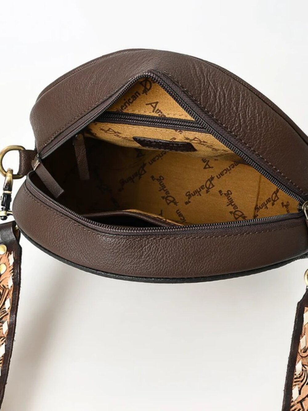 American Darling Boho Tooled Leather Canteen Crossbody Bag