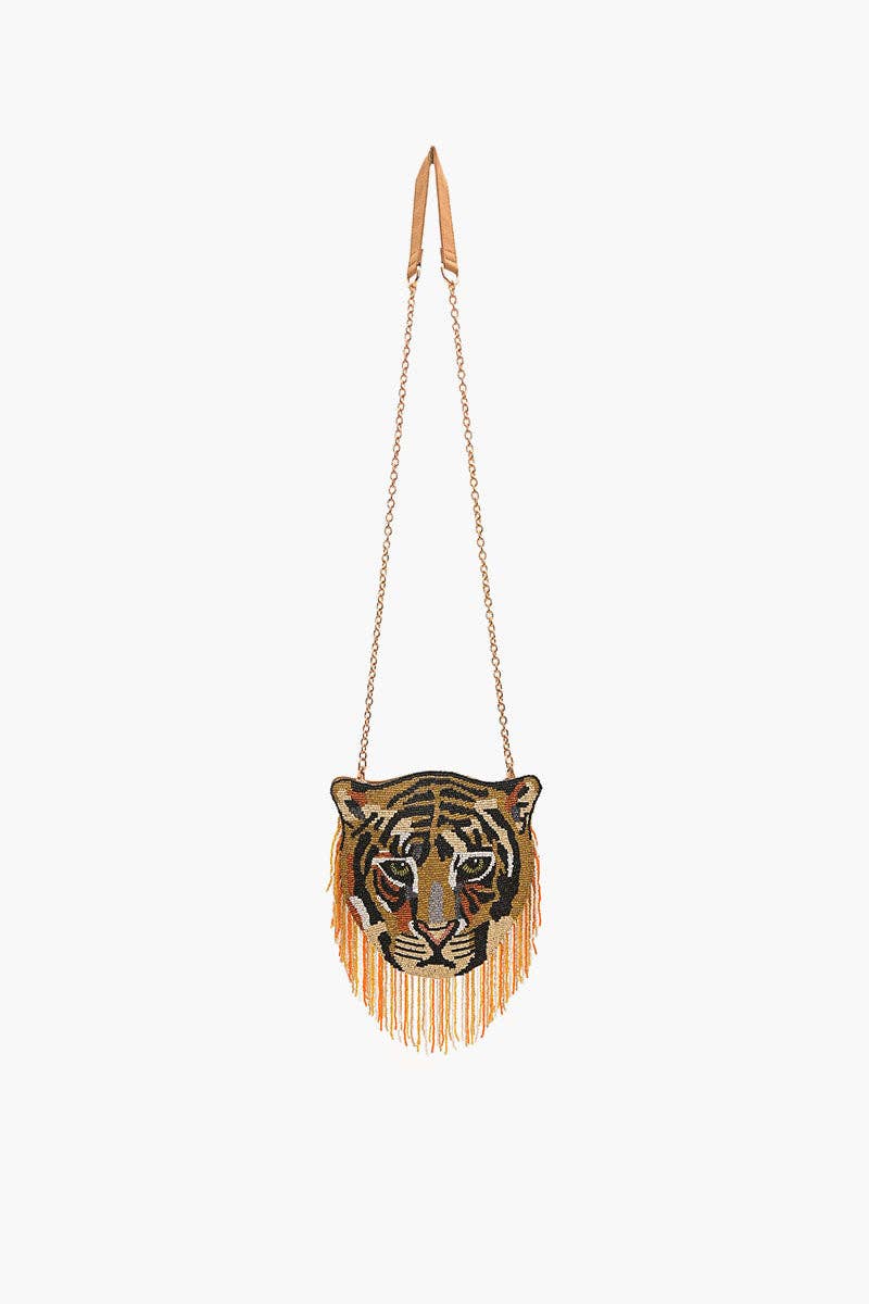 America & Beyond Tiger Shaped Beaded Crossbody Bag
