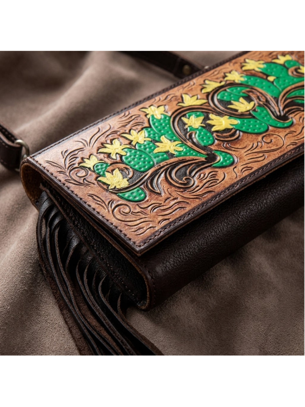 American Darling Boho Cactus Tooled Crossbody Bag