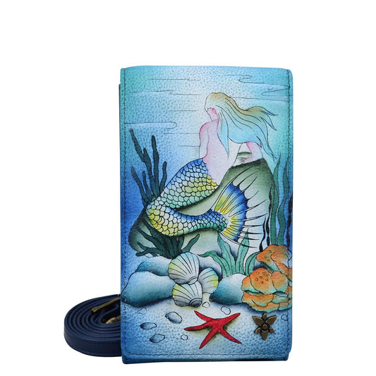 Hand-Painted Leather Smartphone Crossbody - 1154