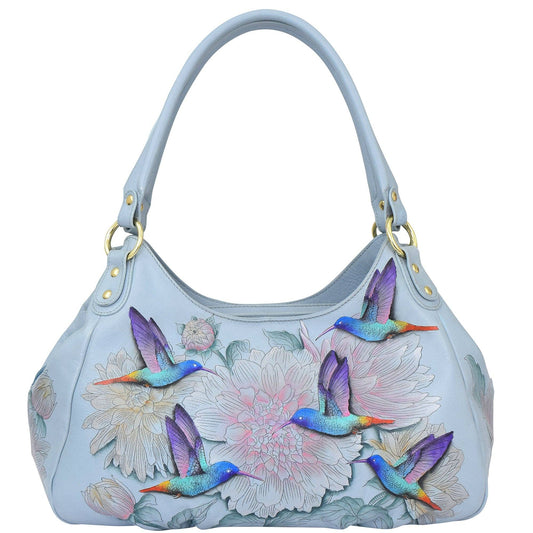 Anuschka Triple Compartment Ruched Hummingbird Hobo - 721