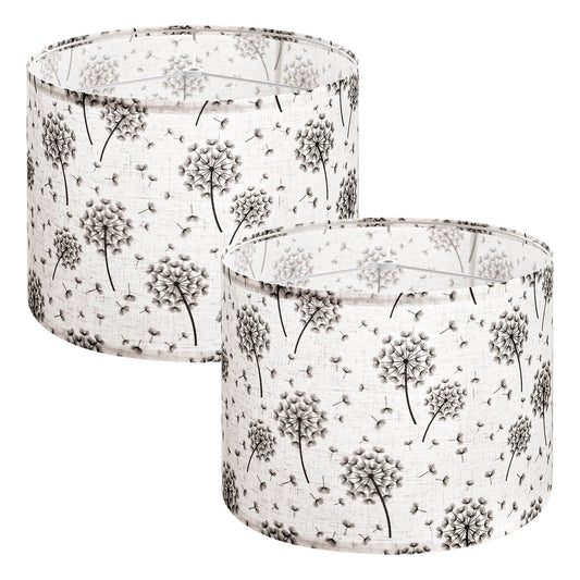 Drum Lamp Shade 2 Set, 13 In Top X 13 In Bottom X 10 In High, Medium Drum Linen Lampshade, Replacement Lamp Shade For Table Lamps Floor Lamps, Easy Assembly Required (Light Dandelion Pattern)