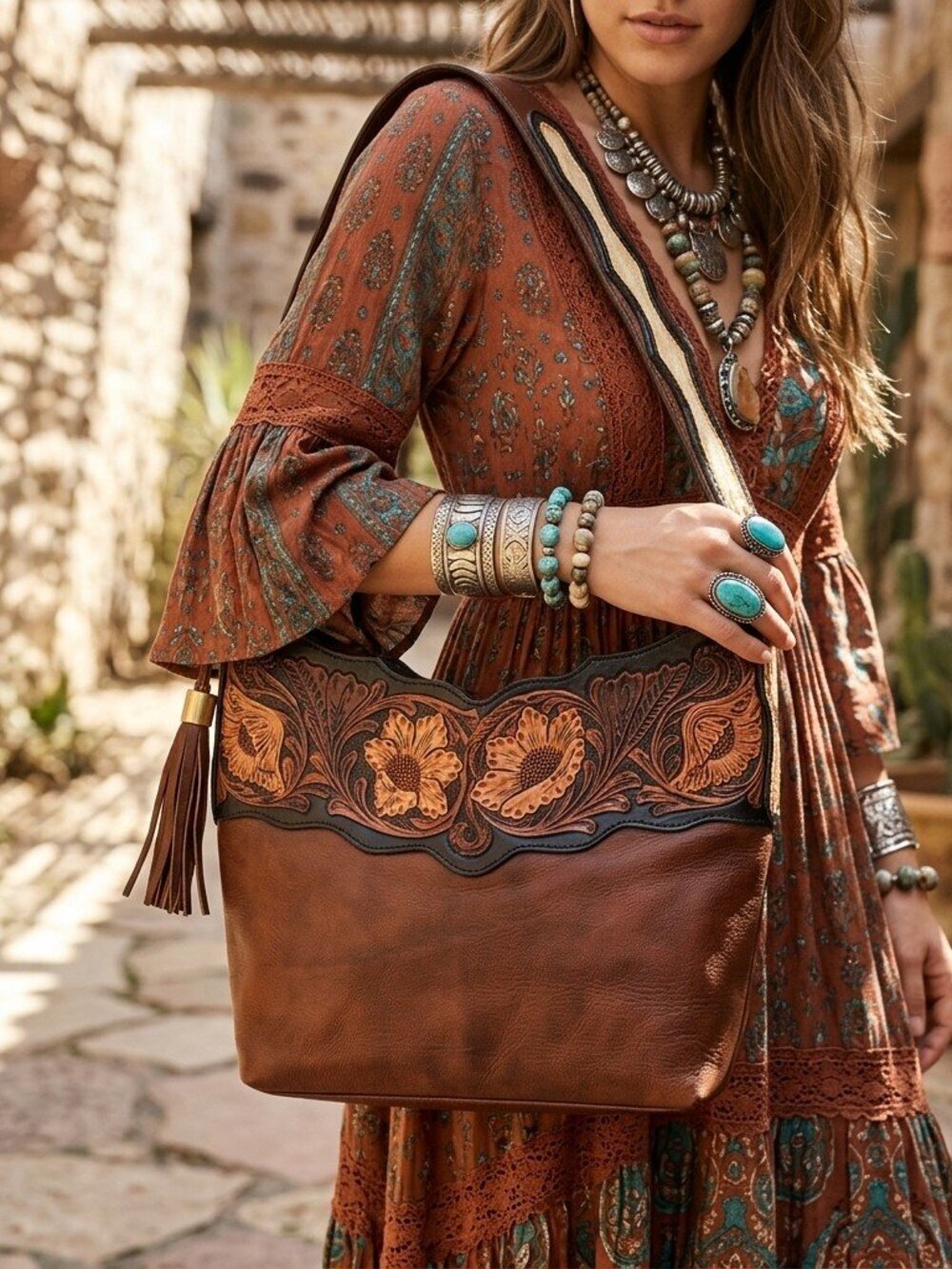 American Darling Sunlit Floral Leather Shoulder Bag