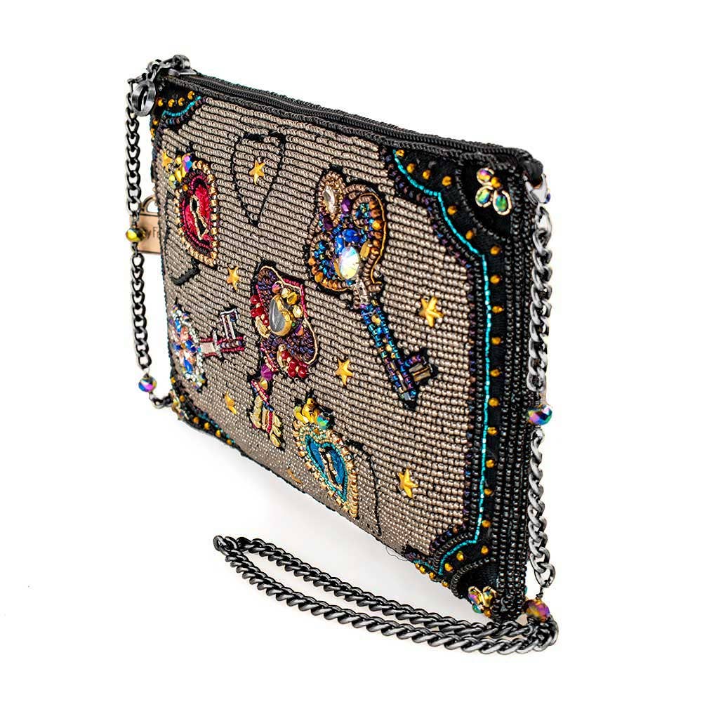 Mary Frances Unlocked Magic Beaded Keys & Hearts Mini Crossbody Handbag