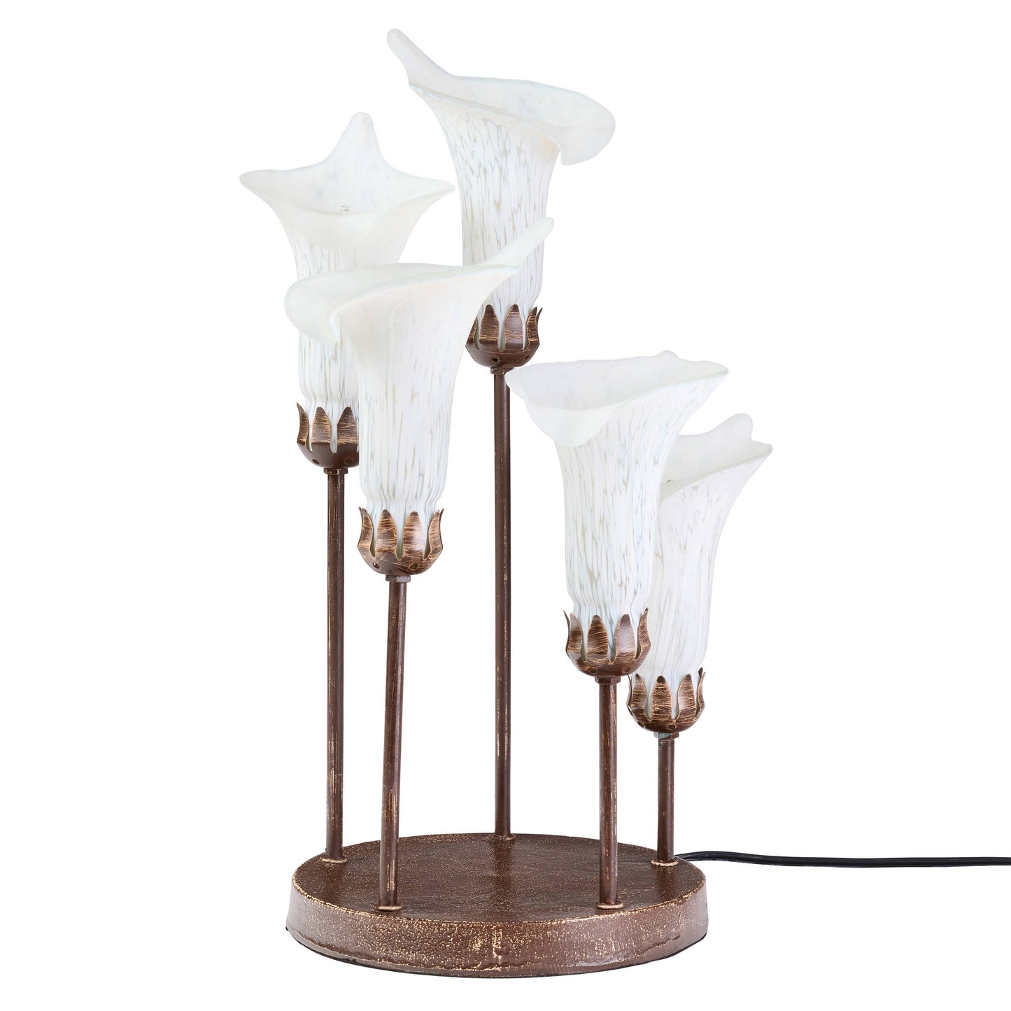 19.5"H Calla Lily Bronze Base with White Shades Table Lamp