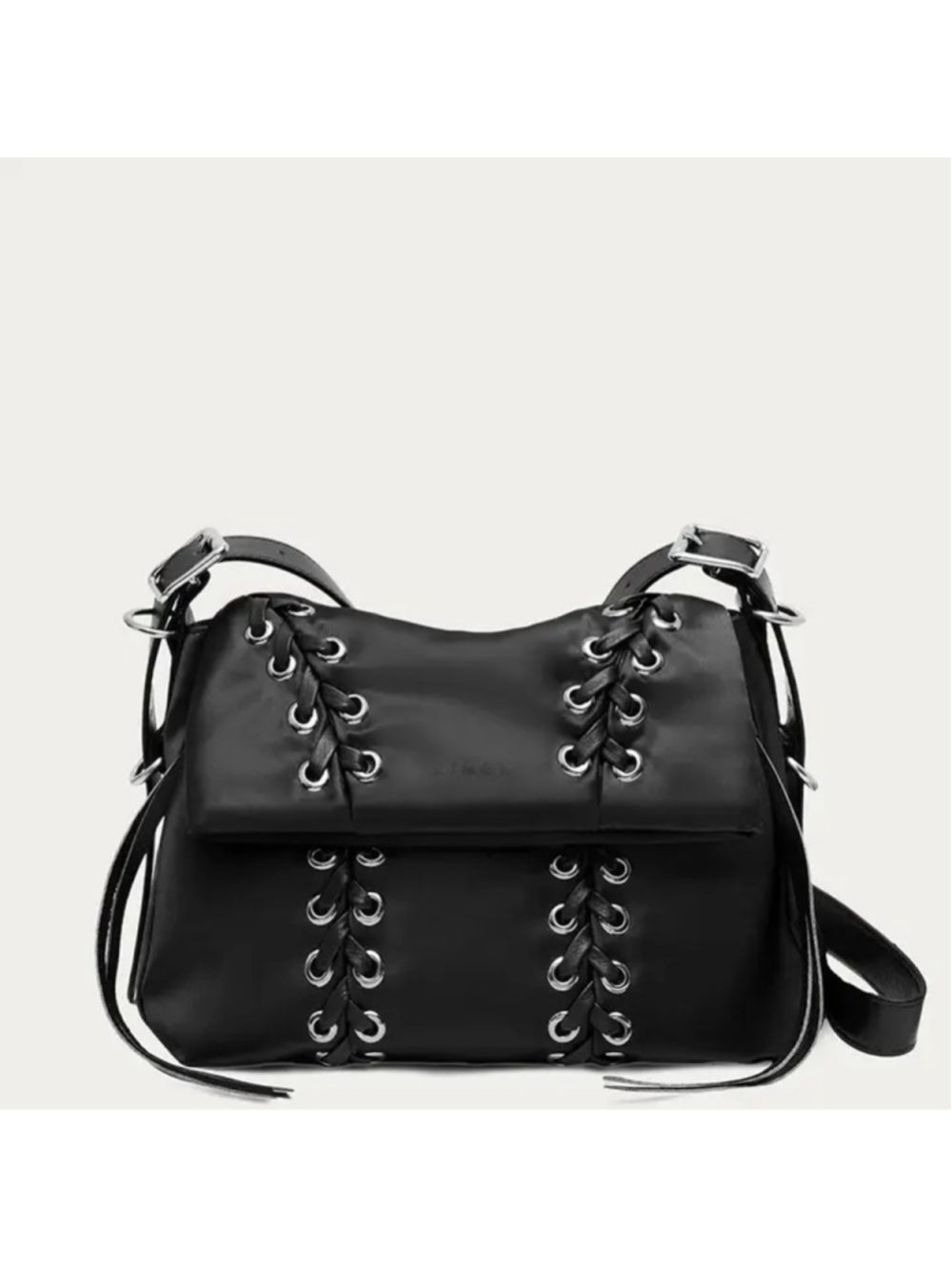 Aimee Kestenberg Black Lace Up Double Entry Crossbody