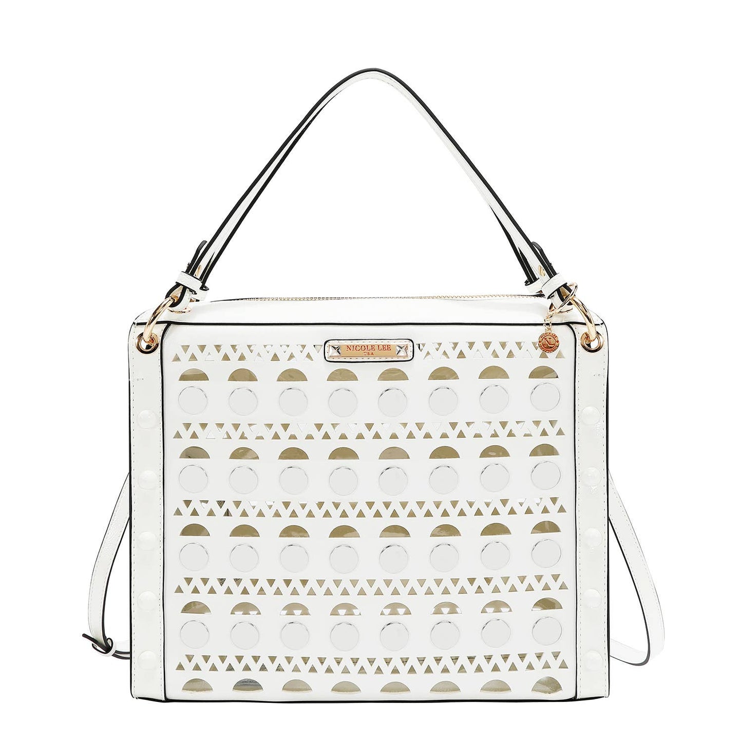 SILVER POP STUD SATCHEL BAG