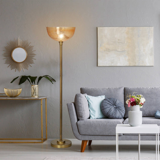 65.75"H Angie Glass and Metal Floor Lamp