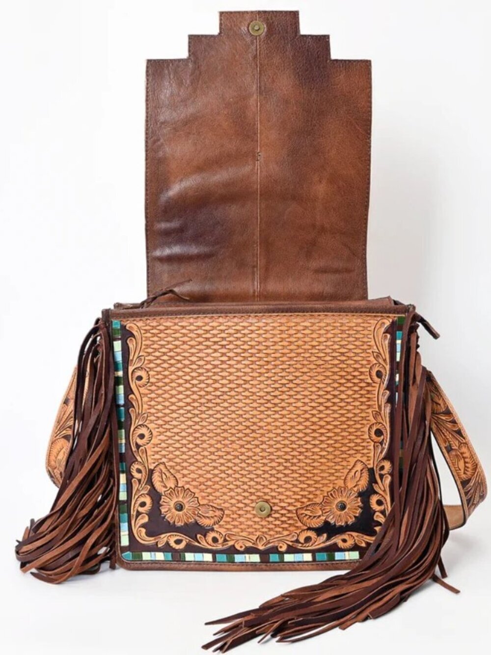 American Darling Turquoise Bloom Fringe Crossbody