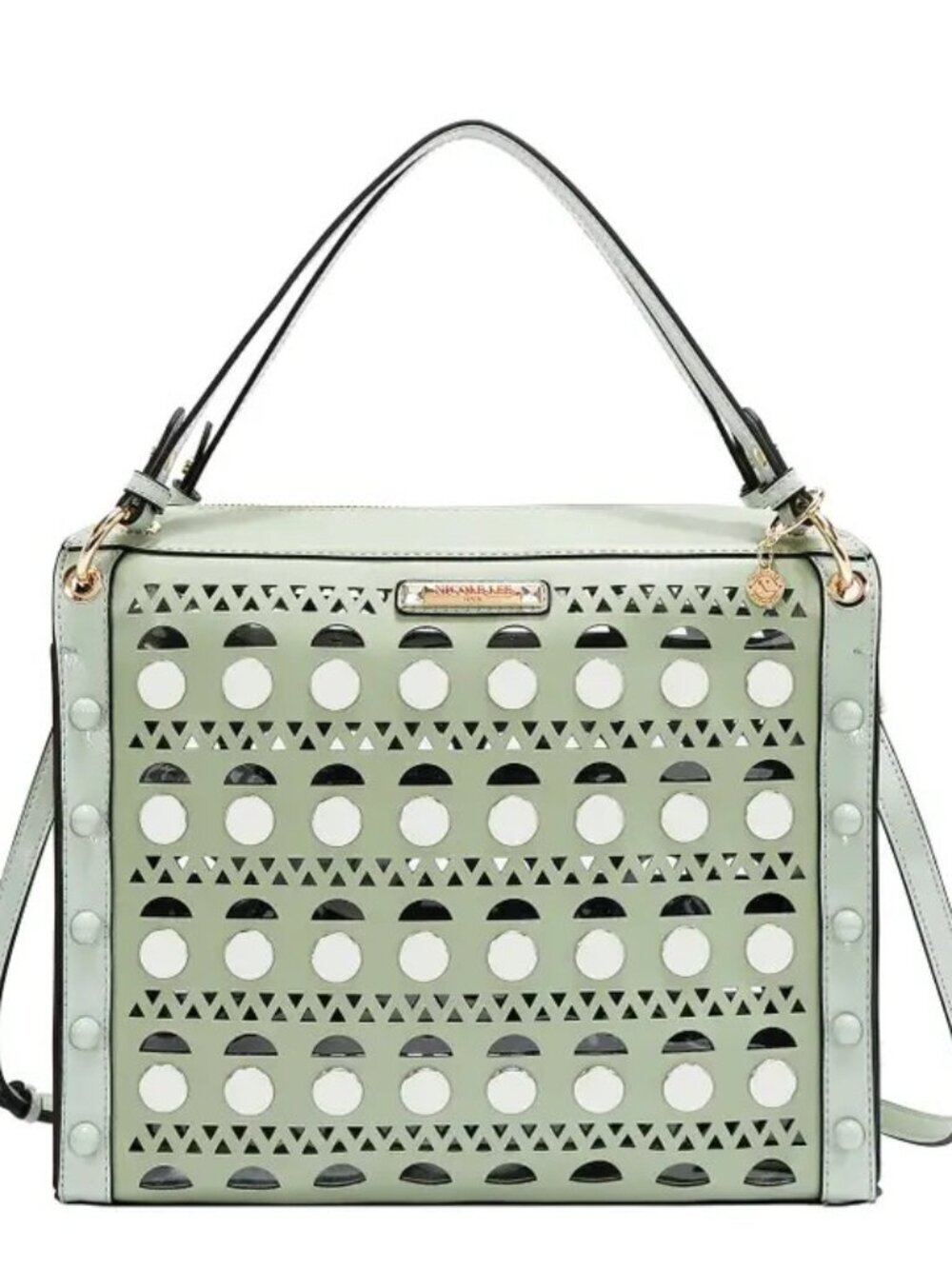 Nicole Lee Beige Silver Pop Stud Satchel Bag