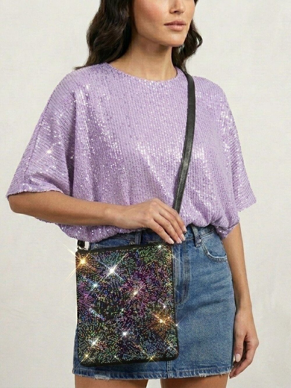Firework Explosion Sparkle Crossbody Bag