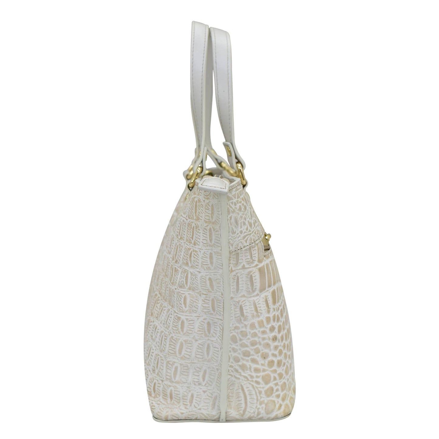 Anuschka Croc Embossed Leather Medium Tote - 693 Pearl