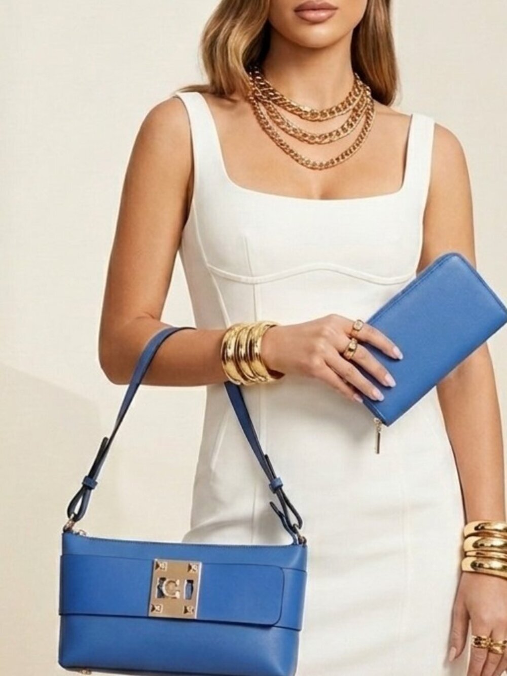 Azure Luxe 2 in 1 Shoulder Bag and wallet set
