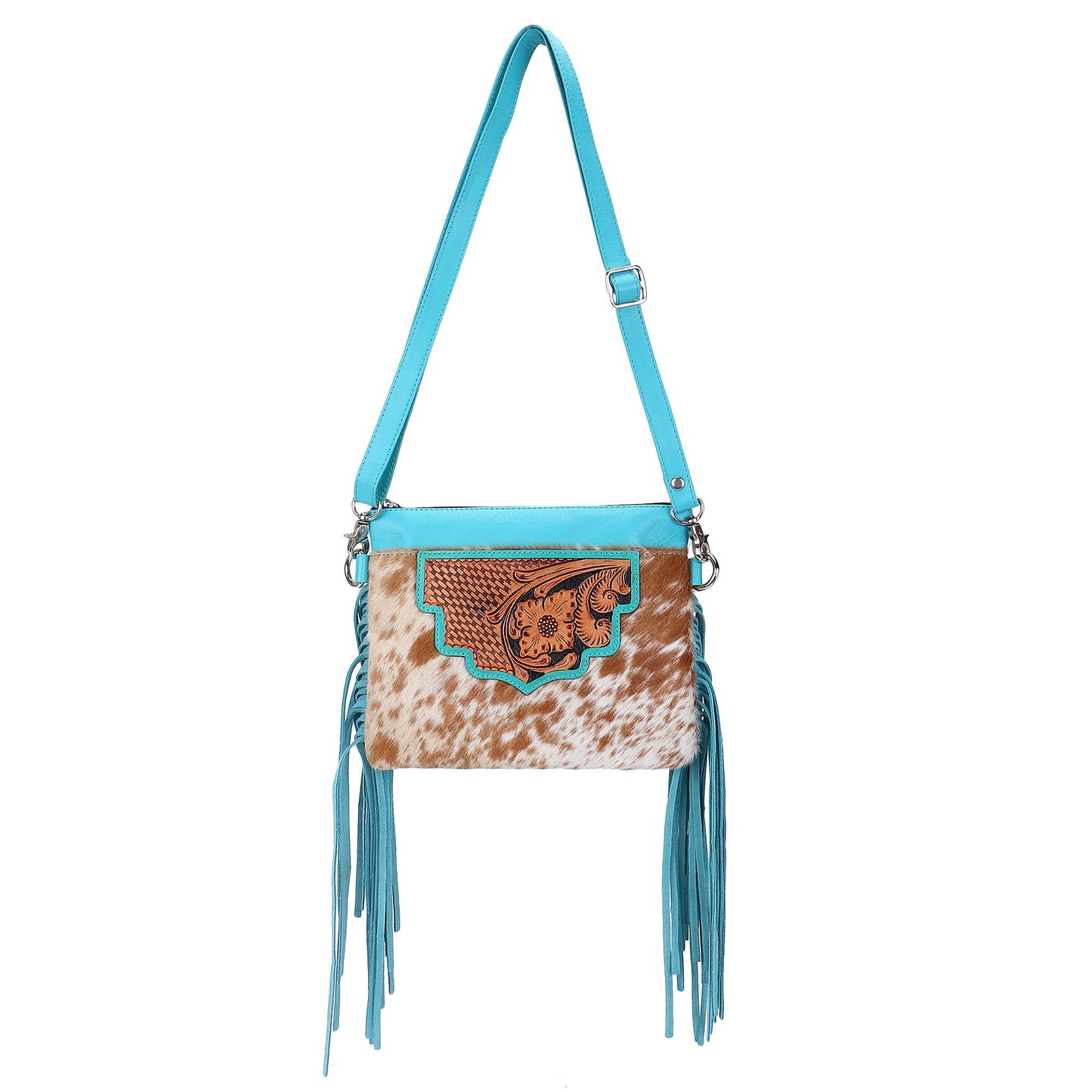 Leather Cowhide Western Hand Tooled Women's Small Crossbody-Thunderbird