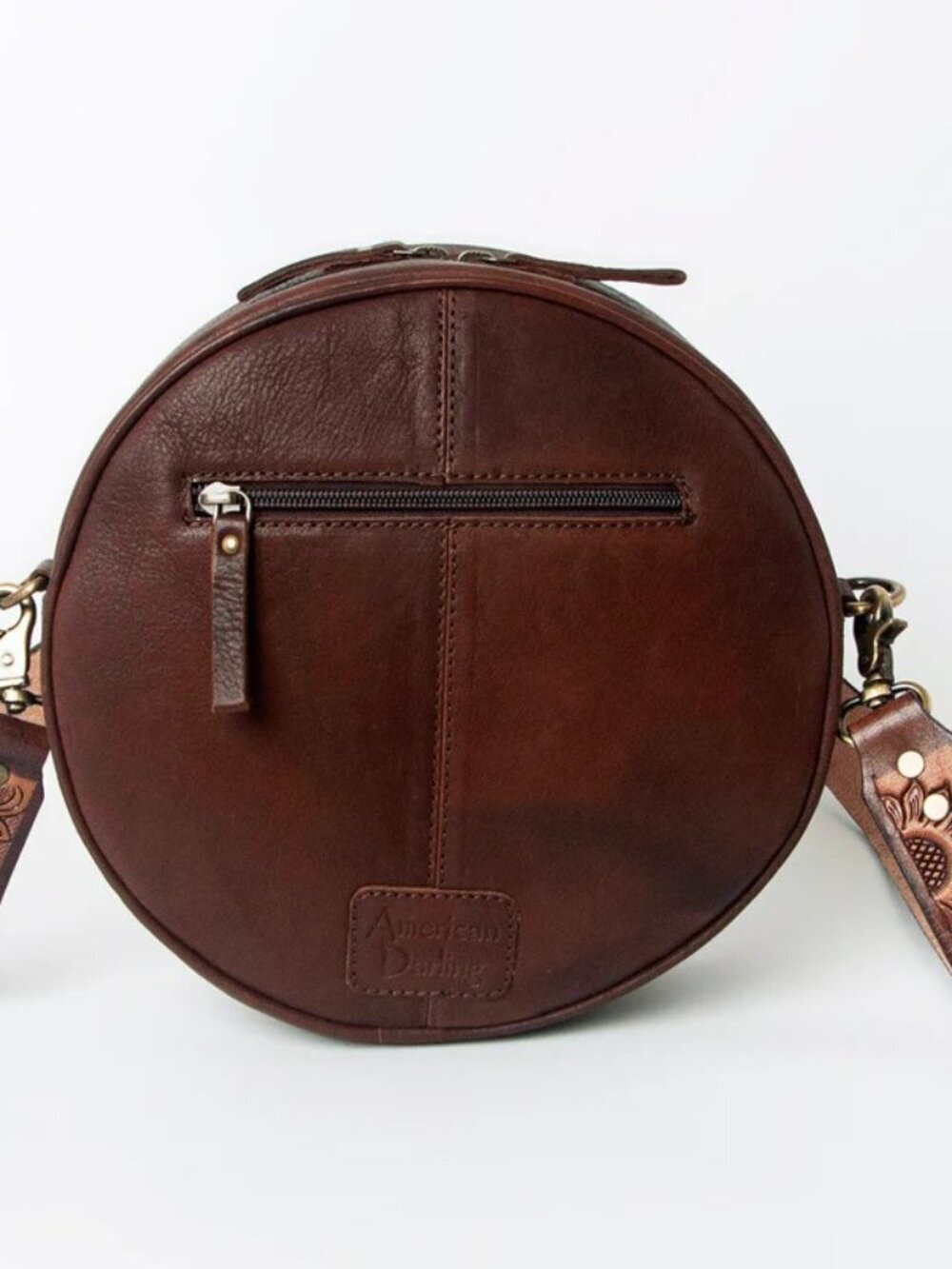 American Darling Desert Sunflower Bloom Tooled Crossbody Canteen Bag