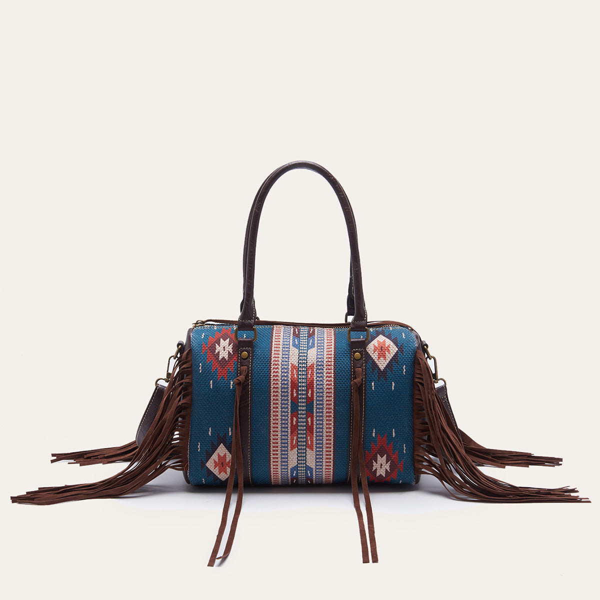 "The Boho Cowgirl" Cotton And Linen Fringe Shoulder Handbag