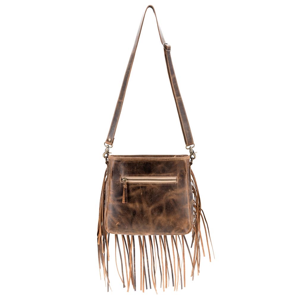 Full Grain Leather & Acid Wash Cowhide Shoulder Bag -Women's