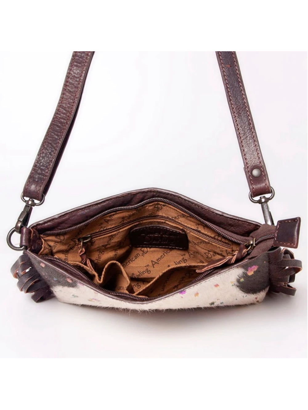 American Darling Cupcake Sprinkle Boho Cowhide Fringe Crossbody