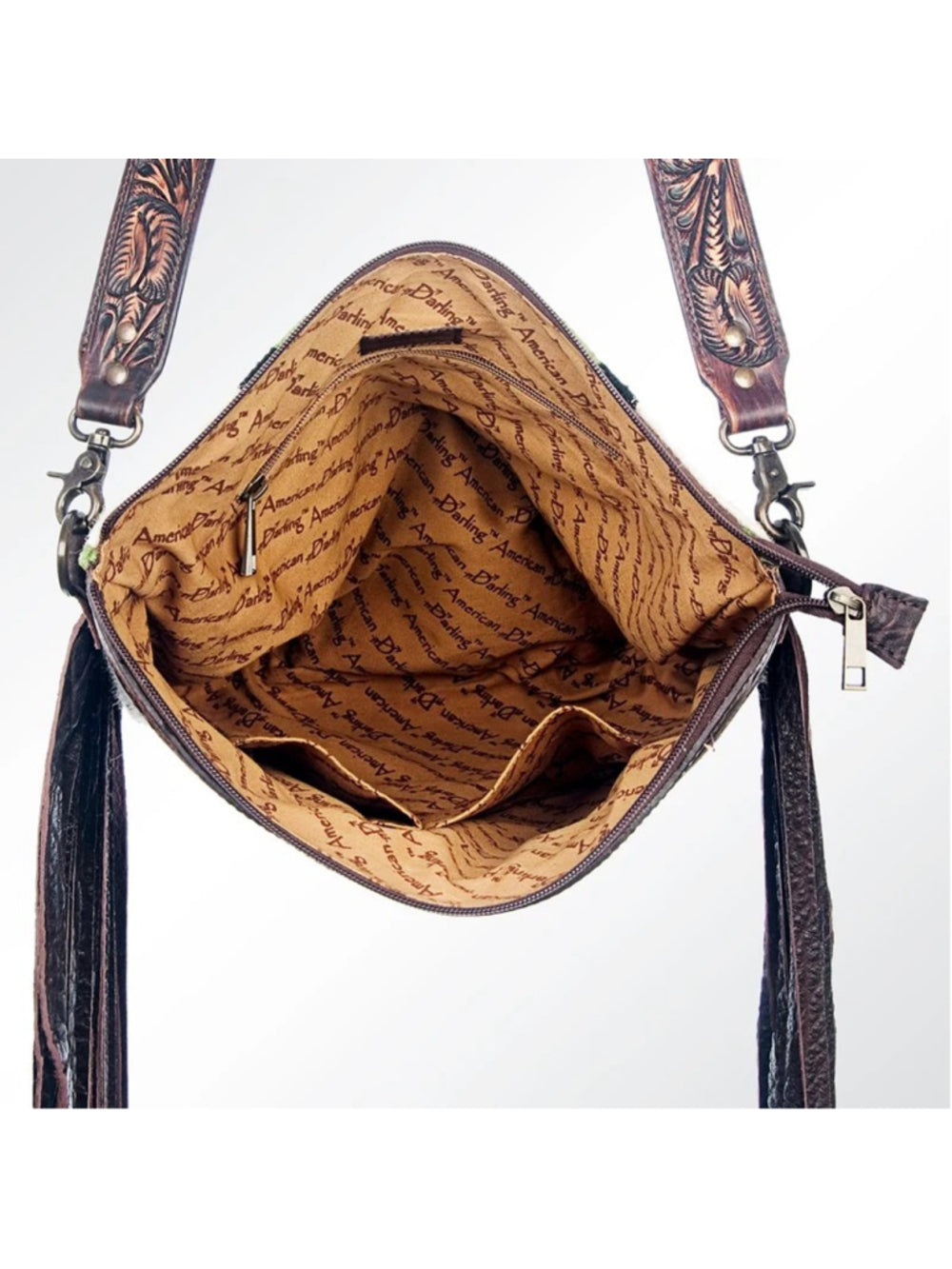 American Darling Green Pastures Boho Western Tooled Saddle Blanket Crossbody