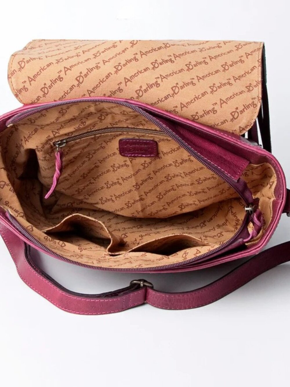 Magenta Western Fringe Leather Crossbody Bag