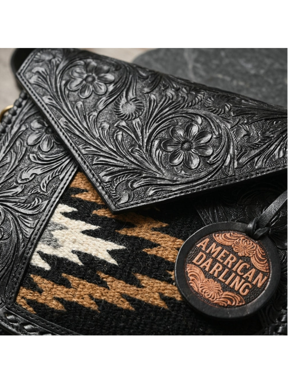 American Darling Desert Darkness Tooled Crossbody Bag