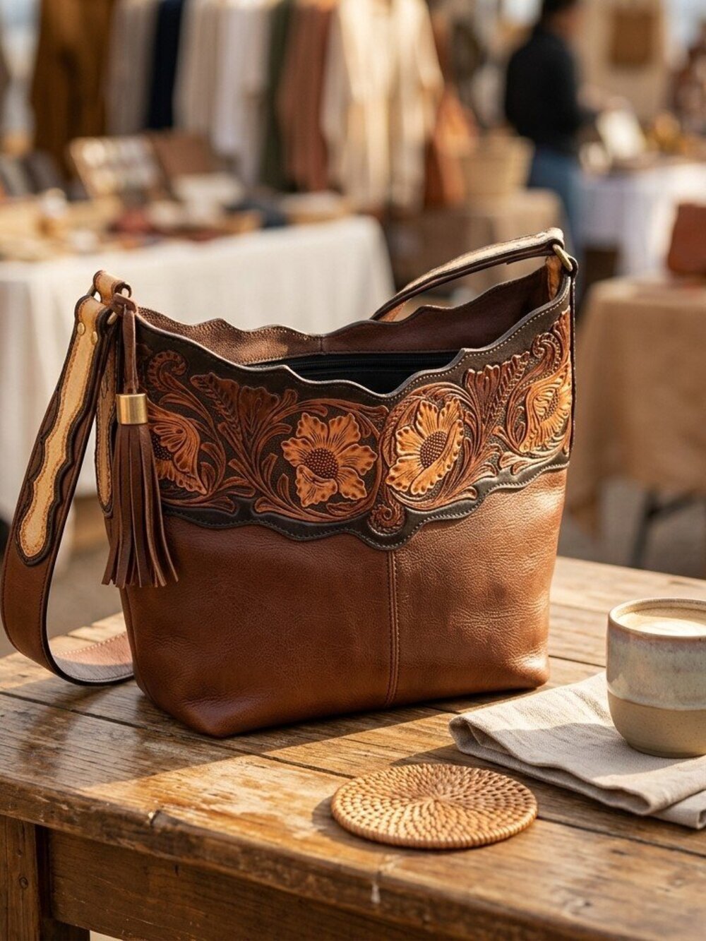 American Darling Sunlit Floral Leather Shoulder Bag