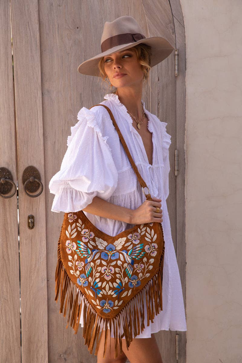 Georgina Embroidery Bag Dark Tan